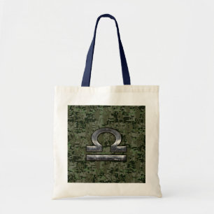 Tote Bag Symbole du Zodiaque de la Libra sur camo numérique