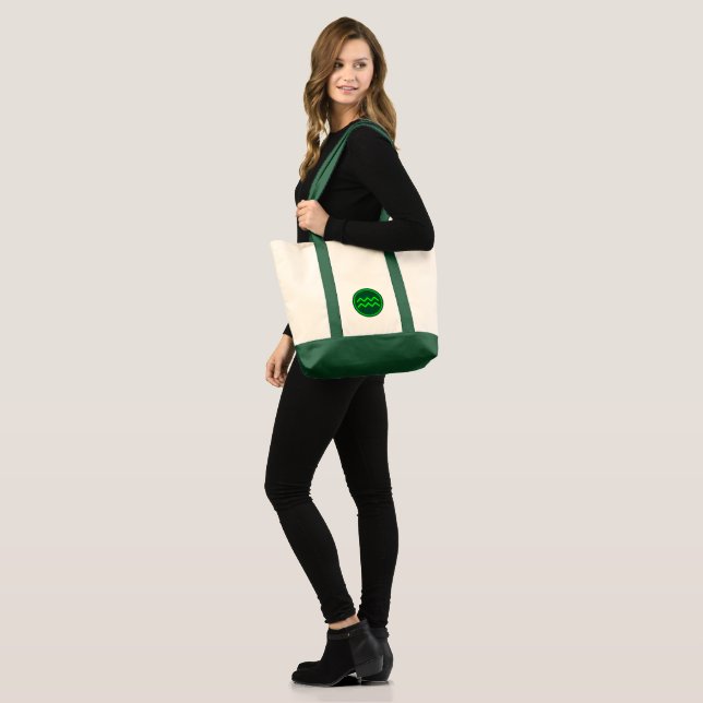 Tote Bag Symbole du zodiaque Verseau Contraste Vert (Devant (modèle))