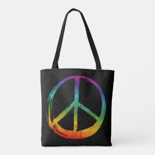 Tote Bag Symbole PEACE - 60s Psychedelic Hippie Cravate-Dye