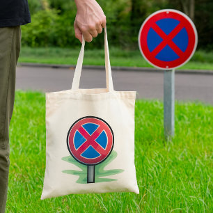 Tote Bag Symbole rouge bleu de la route de stationnement