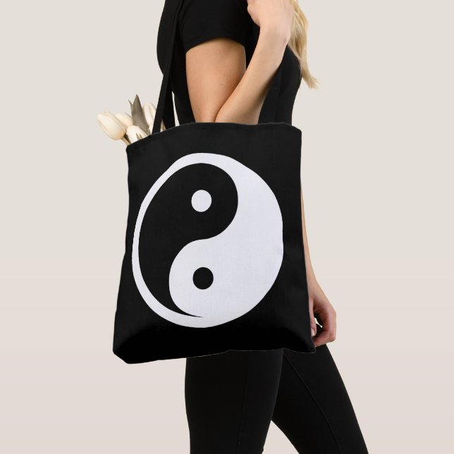 Tote Bag Symbole Yin Yang - tatouage solide design 2 (De près)