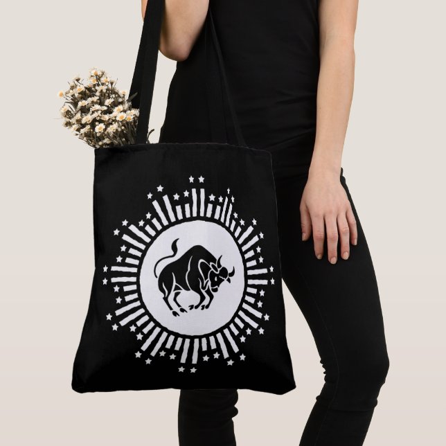 Tote Bag Symbole zodiaque du Taurus avec Starburst céleste (De près)