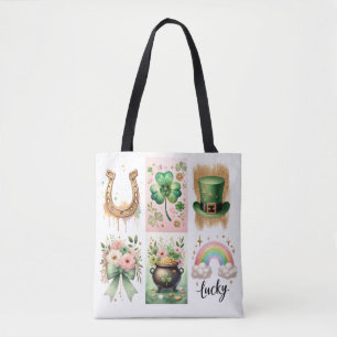 Tote Bag Symboles chanceux Brushstroke, Irish St. Patrick's