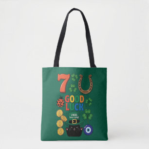 Tote Bag Symboles de Bonne Chance et Chat Drôle