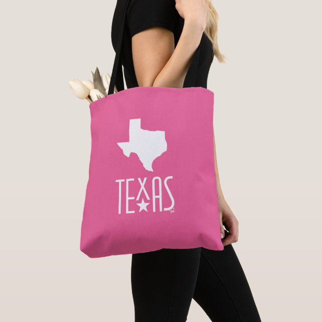 Tote Bag Symboles du Texas, état du Texas, rose (De près)