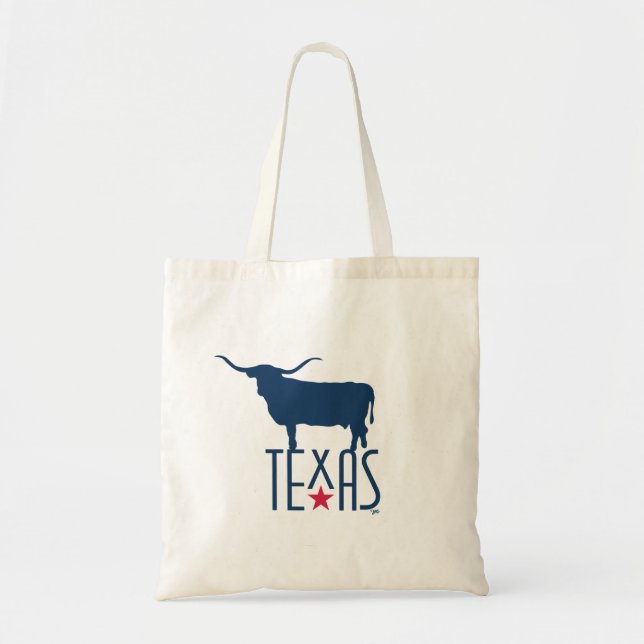 Tote Bag Symboles du Texas, Longhorn, marine (Devant)