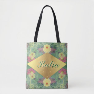 Tote Bag Symétrie florale avec nom