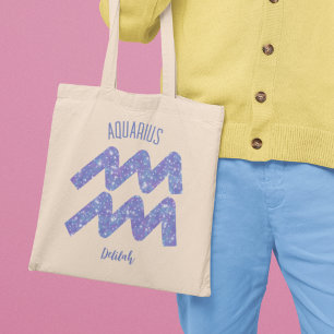 Tote Bag Sympathique Aquarius Violet Astrologie Signal Pers