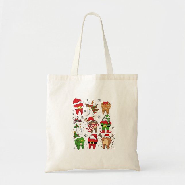 Tote Bag Sympathique Noël Dental Tooth Characters Fun Holid (Devant)