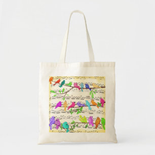 Tote Bag Symphonie d'oiseaux musicaux colorés - Chanson mag