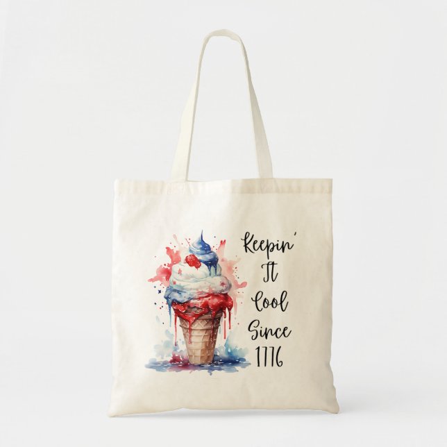 Tote Bag T-shirt crème glacée Patriotique 4 juillet (Devant)