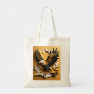 Tote Bag T-shirt Eagle 3D Paper Art Design