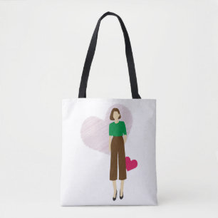Tote Bag T-Shirt Lady & Heart élégant - Art féminin moderne
