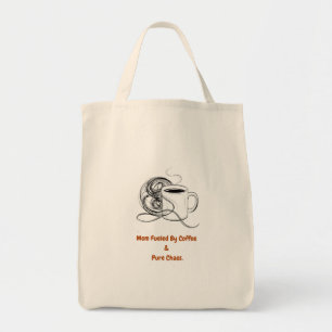 Tote Bag T-shirt 'Maman alimentée par le café et le chaos p