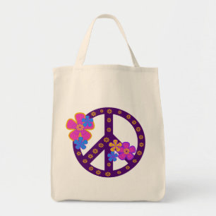 Tote Bag T-shirts et cadeaux de symbole de paix de fleurs