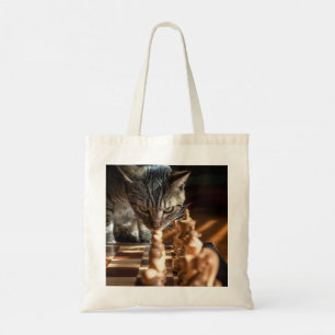 Tote Bag Tabby Cat Jouer Aux Échecs