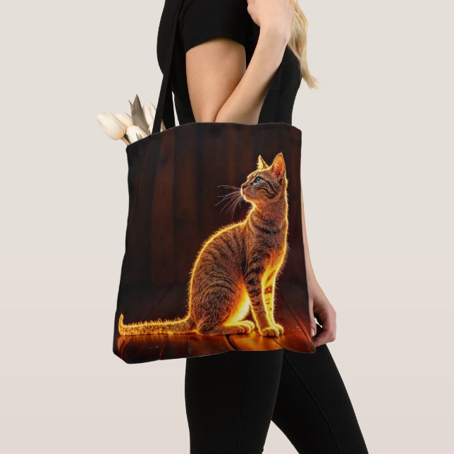 Tote Bag Tabby chat éclairage chaud animal aura brillant (De près)