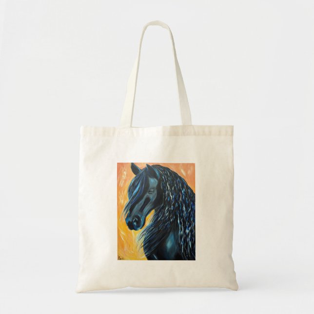 Tote Bag Tableau de Cheval Noir (Devant)