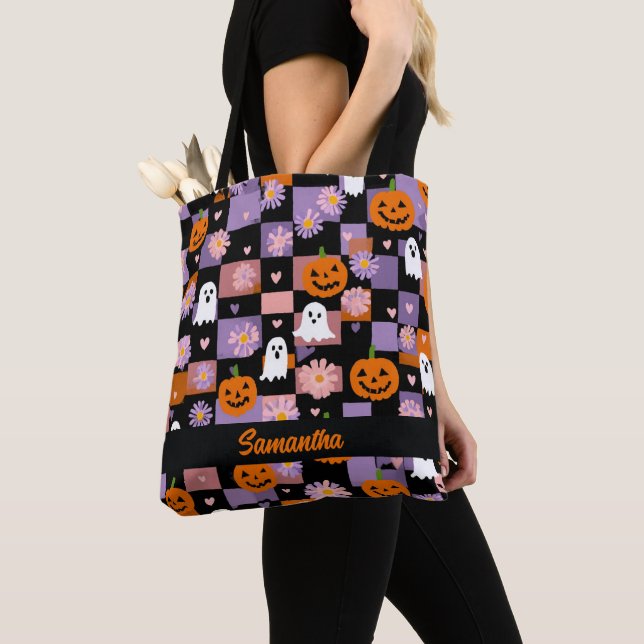 Tote Bag Tableau de contrôle rétro Fantômes d'Halloween et  (De près)