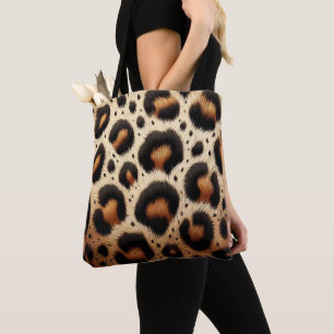 Tote Bag Taches d'Impression Animale Fourrure Léopard Beige