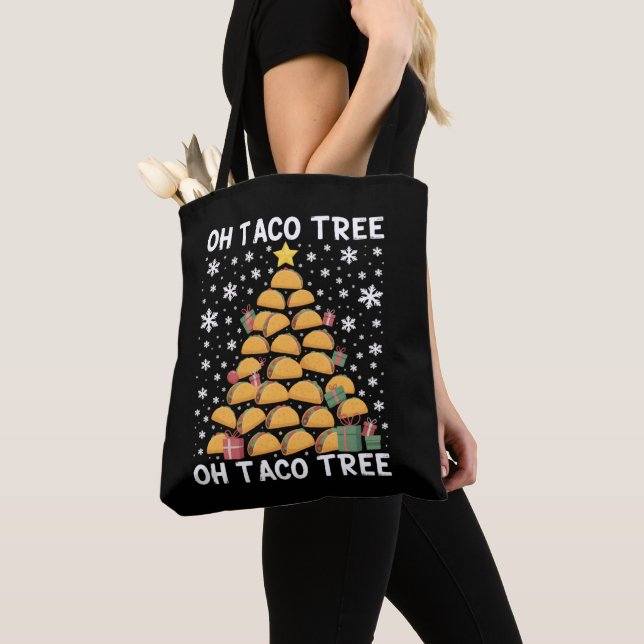 Tote Bag Tacos sapin de Noël Funny Xmas Foodie mexicaine (De près)