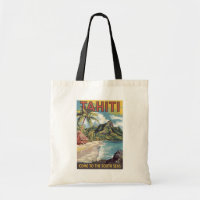 Tahiti Polynésie française Peinture Art Retro