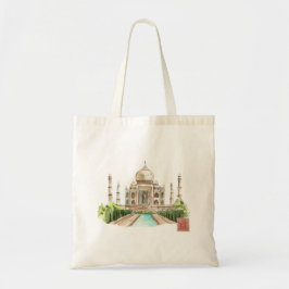 Tote Bag Taj Mahal Aquarelle Art Imprimer Décor Indien Icon