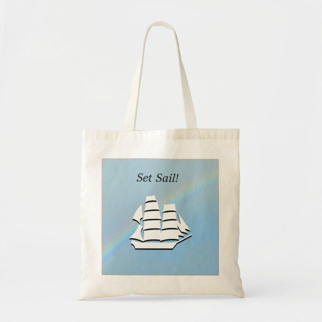 Tote Bag - Tall Ship mit Regenbogenbogen Tragetasche (Vorne)
