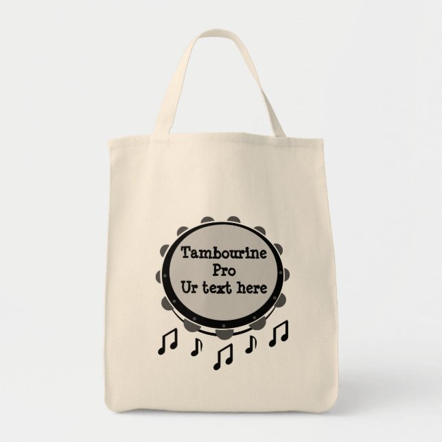 Tote Bag Tambourine noir et blanc (Devant)