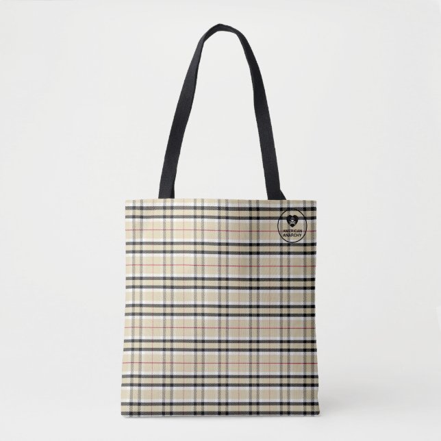 Tote Bag Tan Black Plaid - Fourre-tout (Devant)
