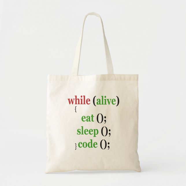 Tote Bag Tandis qu'Alive Mangez Sleep Code drôle PRogrammer (Devant)