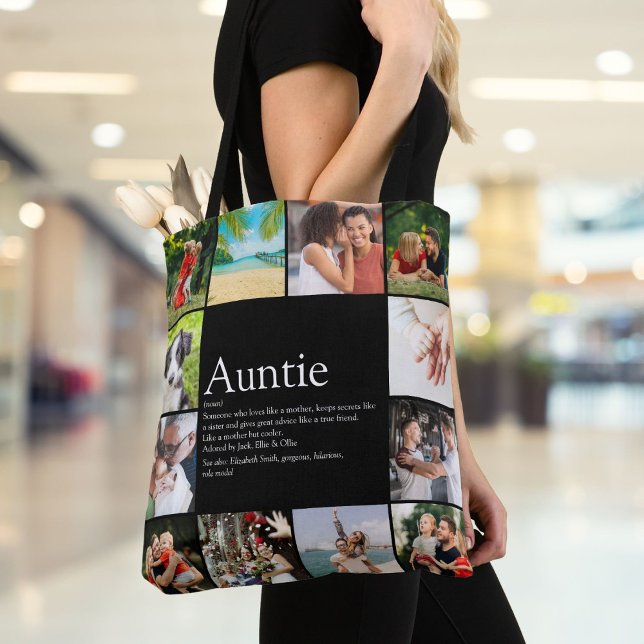Tote Bag Tante préférée Définition 12 Collage photo (Favorite Aunt Auntie Definition 12 Photo Collage Tote Bag)