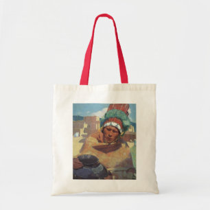 Tote Bag Taos Indian tenant un pot d'eau par Blumenschein