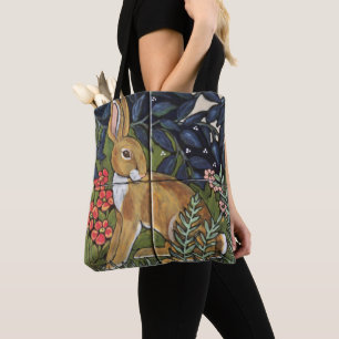 Tote Bag Tapisserie de lièvre lapin Antique Lapin Carrelag