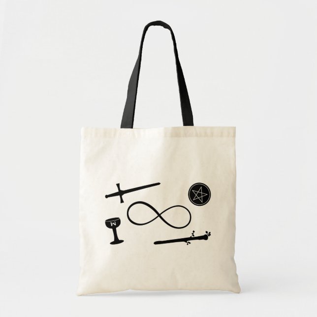 Tote Bag Tarot Lemniscate : Magicien & 4 éléments (Devant)