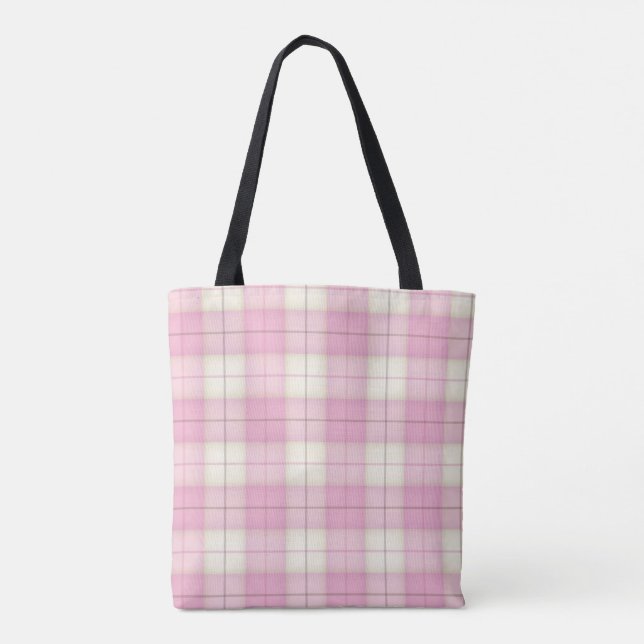 Tote Bag Tartan Chic filles Tartan Plaid Rose (Dos)
