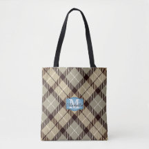 Tartan gris moderne Jeans Monogramme Nom du script