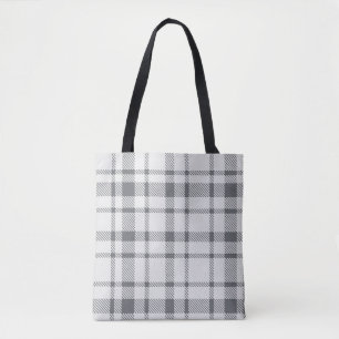 Tote Bag Tartan plat classique Motif-gris et blanc neutre