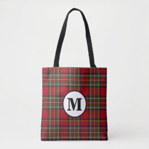 Tote Bag Tartan Royal Stewart Plaid Clan Écossais Monogramm