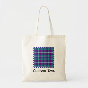 Tote Bag Tartan vert de mer, violet et bleu