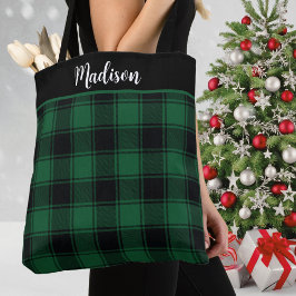 Tote Bag Tartan vert et noir sur mesure