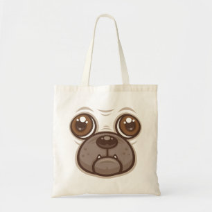 Tote Bag Tasse Chien Caricatural Pug Visage Chien