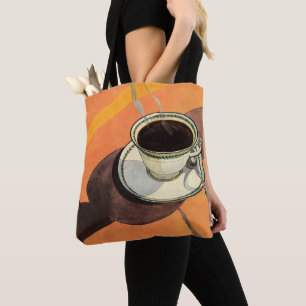 Tote Bag Tasse de café vintage, soucoupe, cuillère, diner r