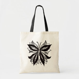 Tote Bag Tatouage à papillon Abstrait noir et blanc