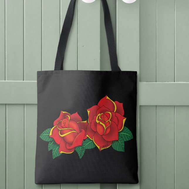 Tote Bag Tatouage aux roses rouges (Créateur téléchargé)