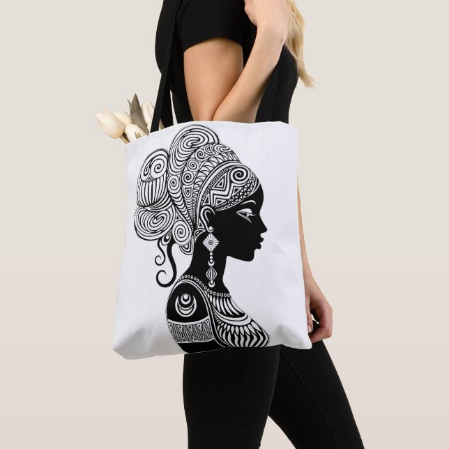 Tote Bag Tatouage Tribal Portrait de Fille Africaine (De près)