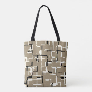 Tote Bag Taupe Beige Blanc Noir