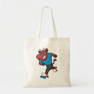 Tote Bag Taureau à Patinage en ligne avec Patins à rouleaux