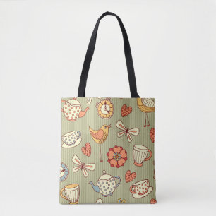 Tote Bag Tea Party d'été : Motif sans couture