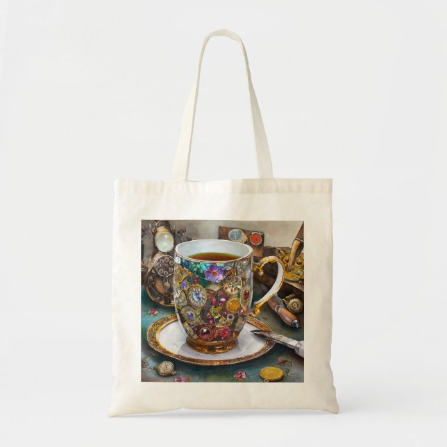 Tote Bag Tea Time Avec Le Voyageur Du Temps (Devant)